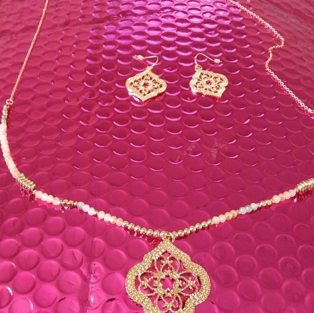 Long Celestial necklace and earrings